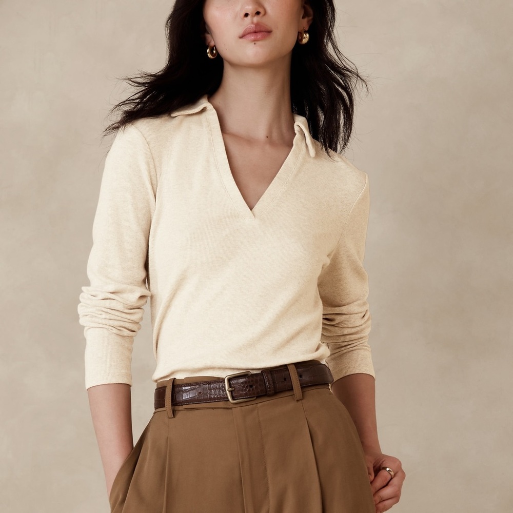 Ribbed Polo T-Shirt